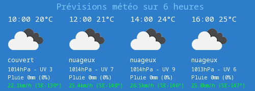 Prévisions météo horaires de Millau (Aveyron)